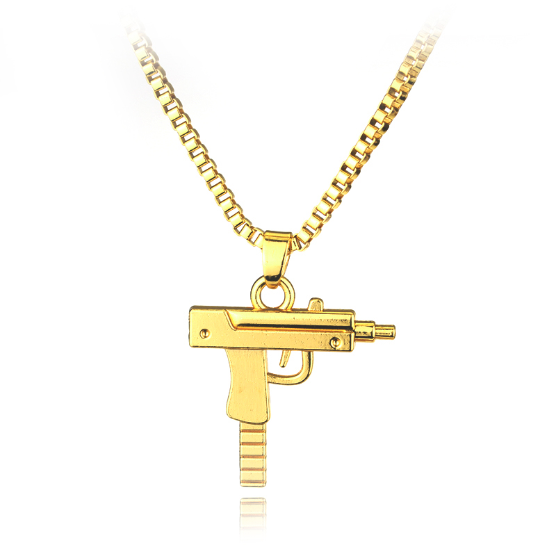 Street Fashion Hip Hop - Trendy Uzi Gun Shaped Pendant Necklace