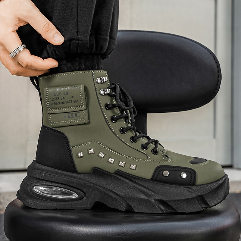 Boots for Man Fashion Rivet Le - Street Fashion Hip Hop review and price