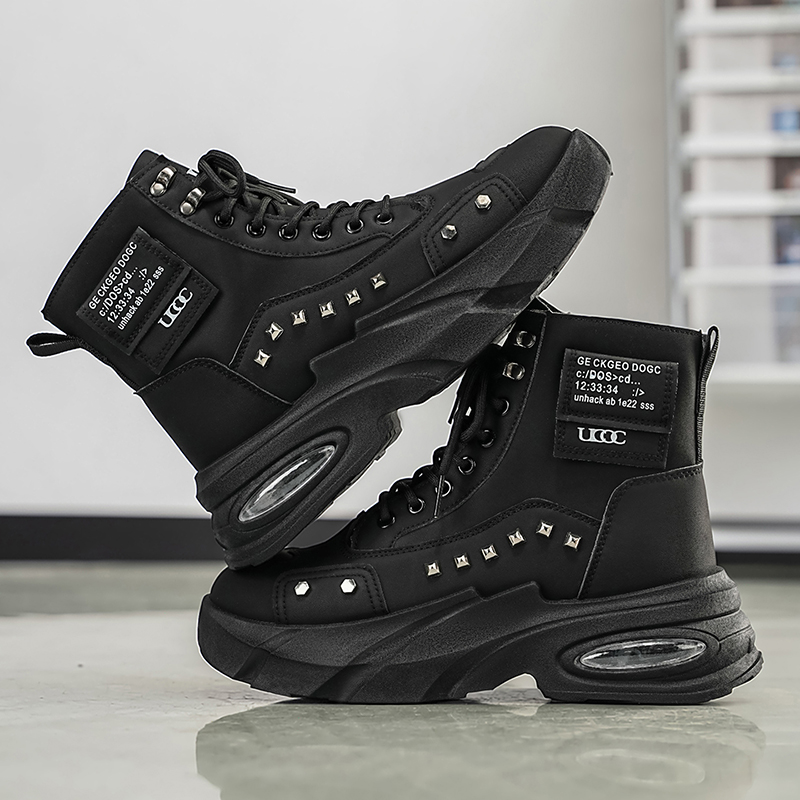 Boots for Man Fashion Rivet Le - Street Fashion Hip Hop review and price