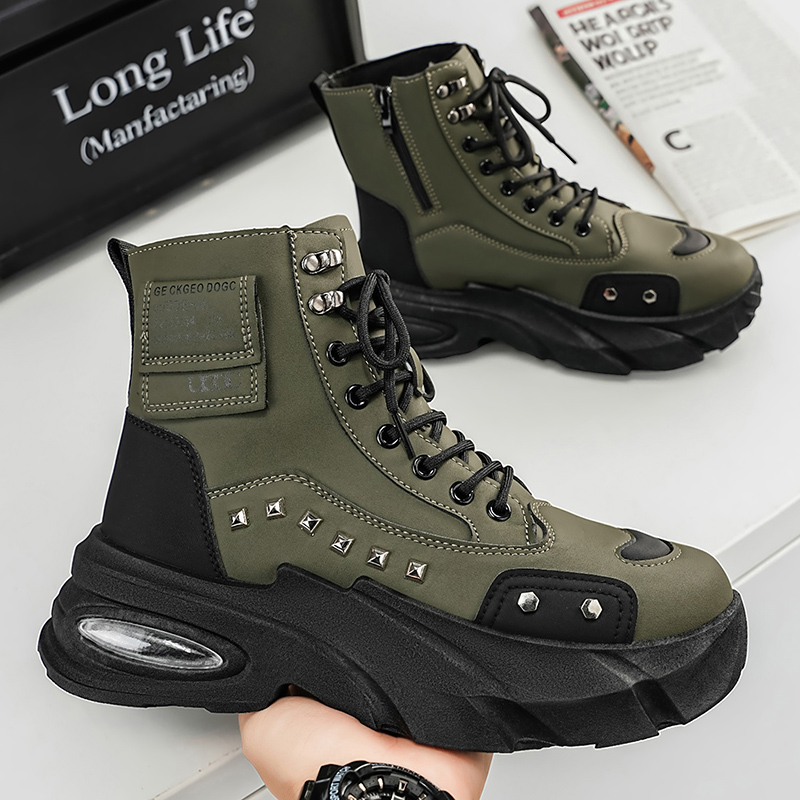 Boots for Man Fashion Rivet Le - Street Fashion Hip Hop review and price