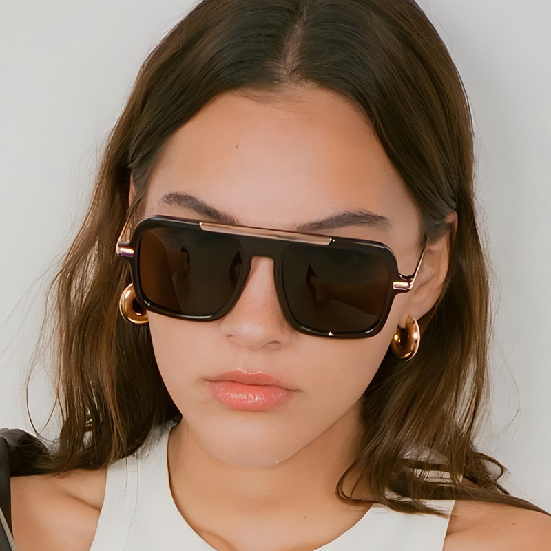Luxury Brand Square Sunglasses - Street Fashion Photoshoot review and price
